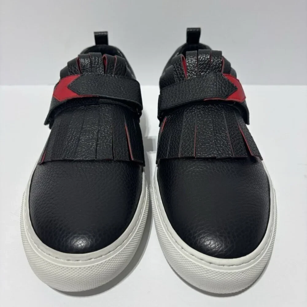 Tiannia Barnes Women’s Serena Black Leather Sneakers, Size EUR 41, US 10 M
